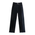 Woman High Waist England Street Vintage Wide Leg Pants BurrsJeans For Women Boyfriend