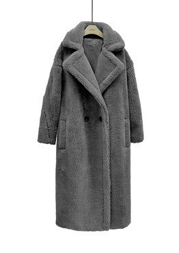 Woman Coat Thick Thick Warm Elegant Long High Street Style Double Breasted Full Sleeve