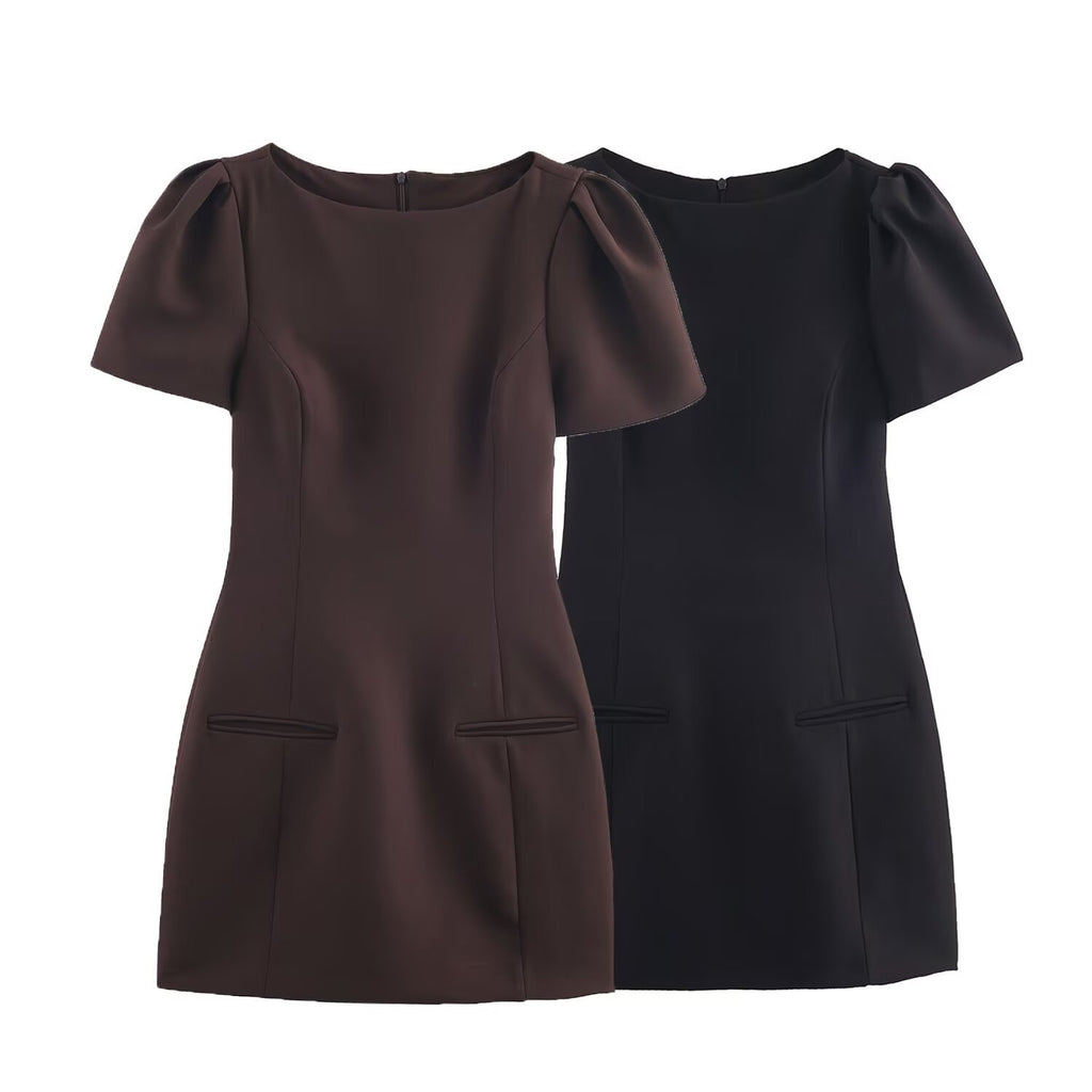 Pleated pocket dress for women's clothing