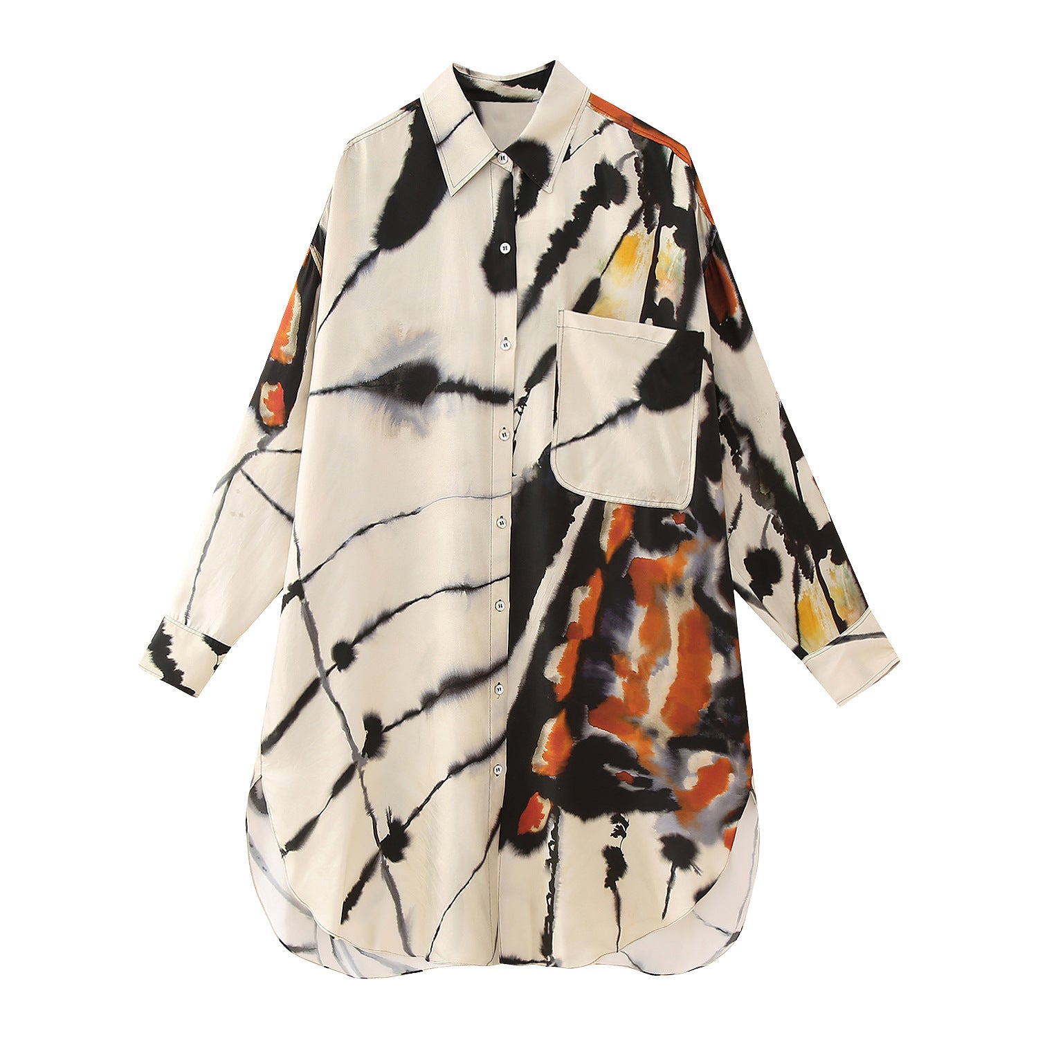 Women's Long Shirt Print Button up Oversize Shirts for Women Long Sleeve Shirts and Blouses Woman Vintage Chic Tops