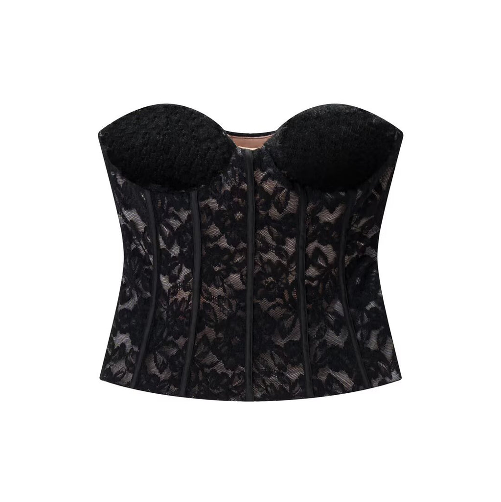 Velvet lace corset women's clothing