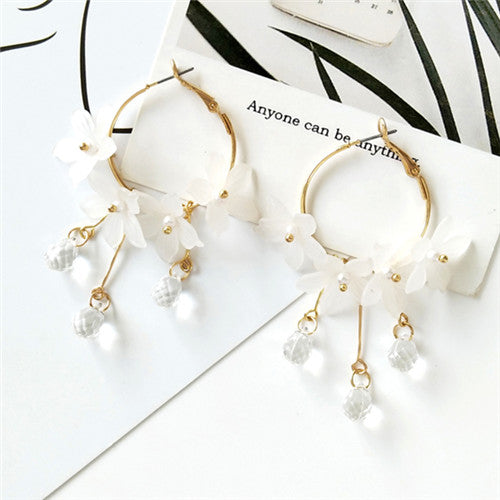 Female dust flower long pearl Stud earrings Acrylic jewelry fashion woman earrings  fine jewelry accessories earrings