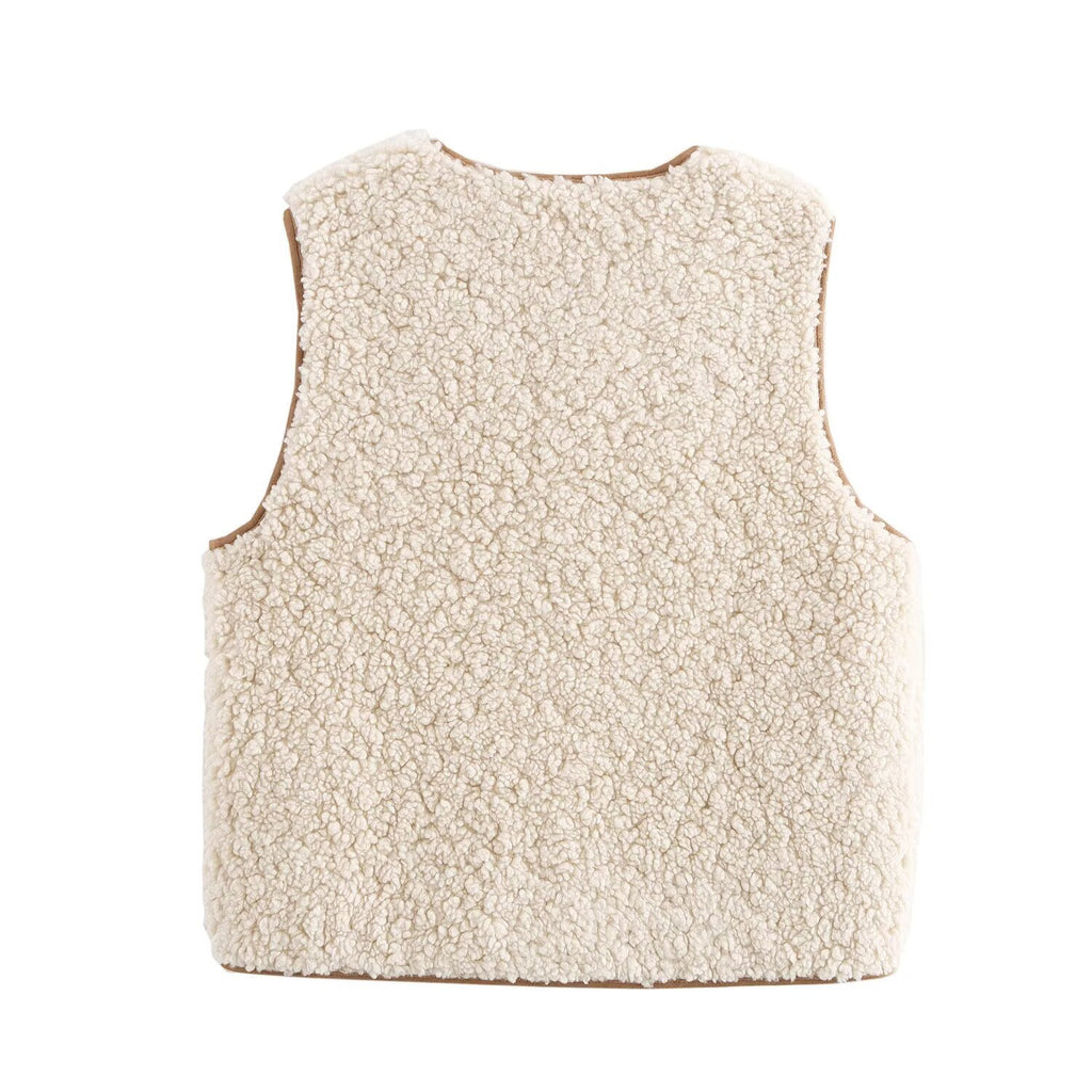 Versatile lambskin vest for women's clothing
