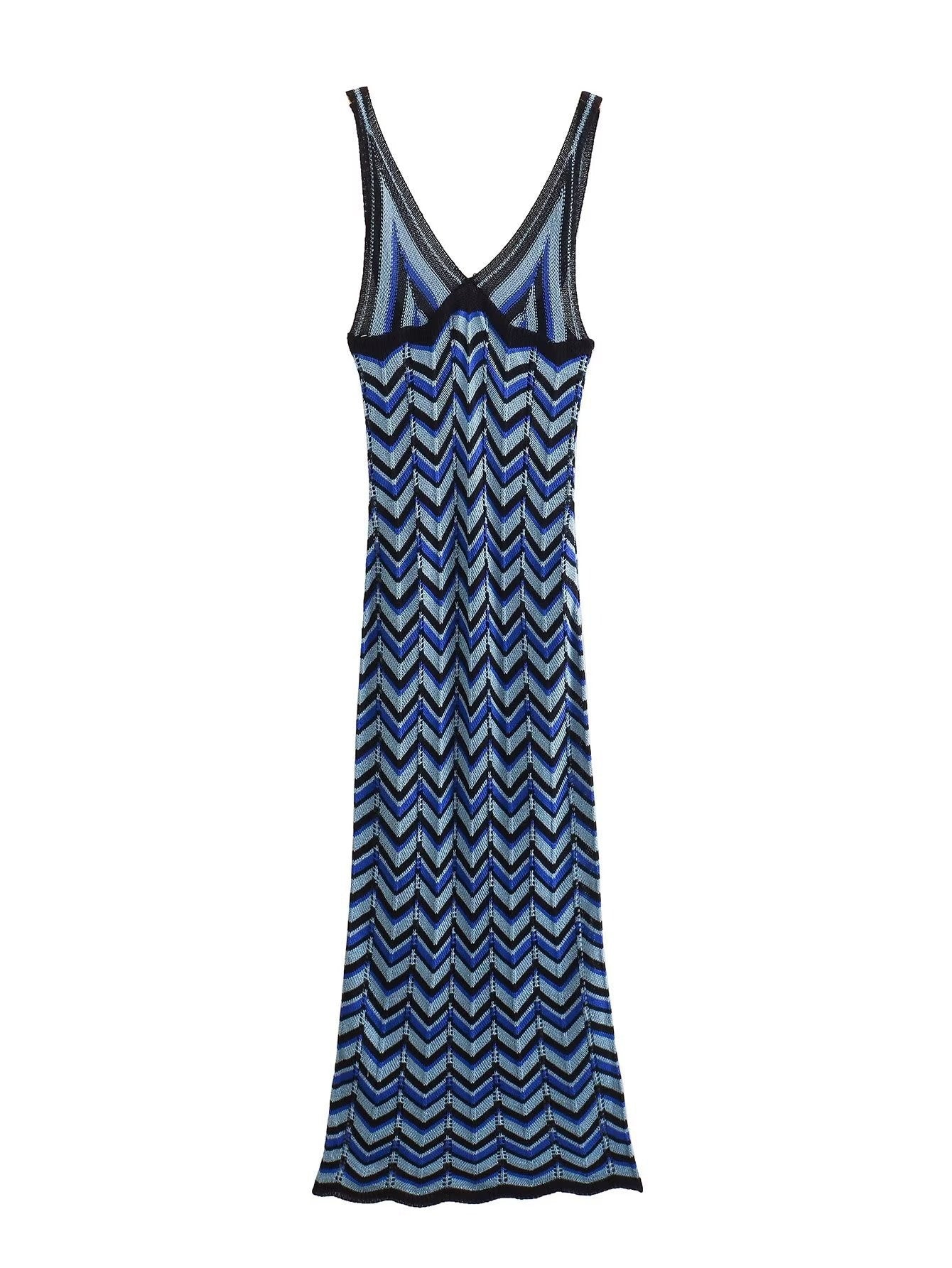 Woman Gold and Silver Geometric Pattern Mesh Sling Long Dress Fashion Sleeveless Vintage Summer Causal Slim Dresses