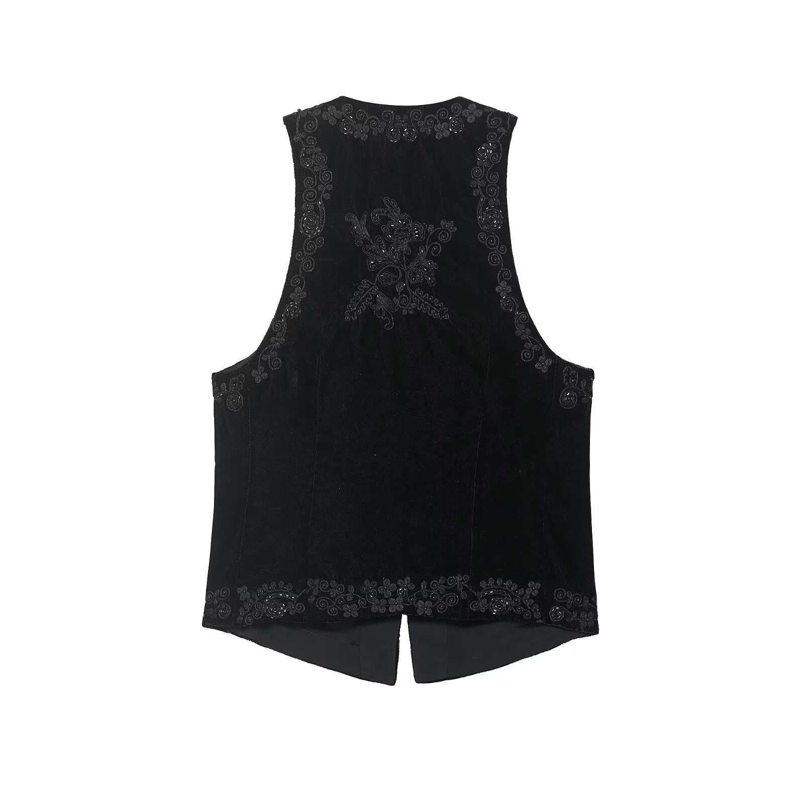 Embroidered velvet vest for women's clothing
