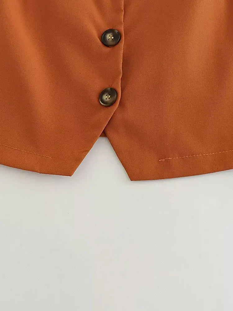 Summer Woman Pant 2 Pieces Sets Female Fashion Single Breasted Vest Tops And High Waists Pants Summer Lady Commute Sets