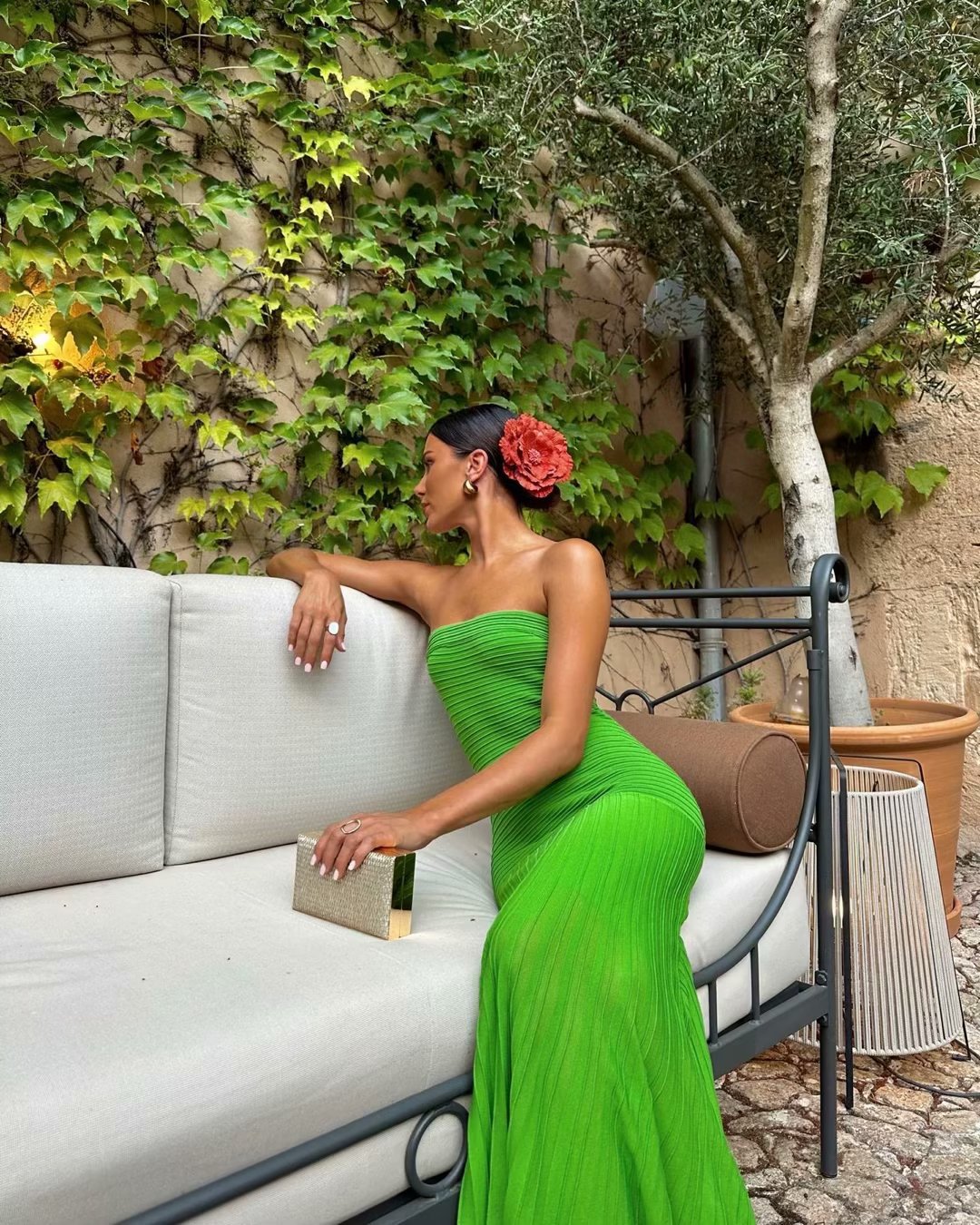 Dresses For Women Fashion Knitted Elastic High Saturation Tight Midi Dress Female Casual Chic And Elegant Woman Dress