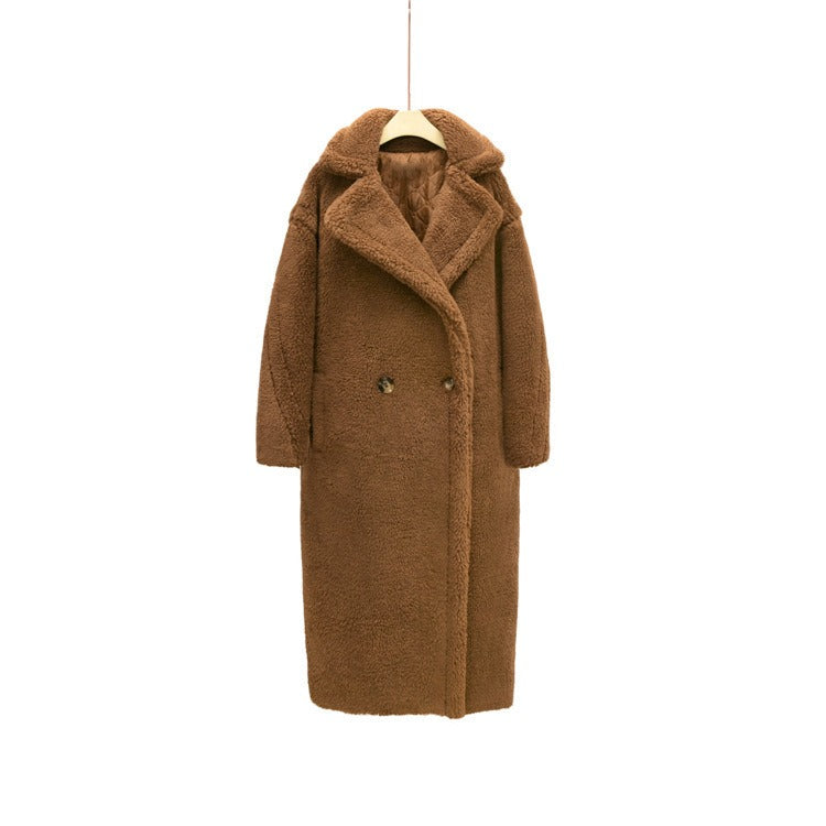 Woman Coat Thick Thick Warm Elegant Long High Street Style Double Breasted Full Sleeve