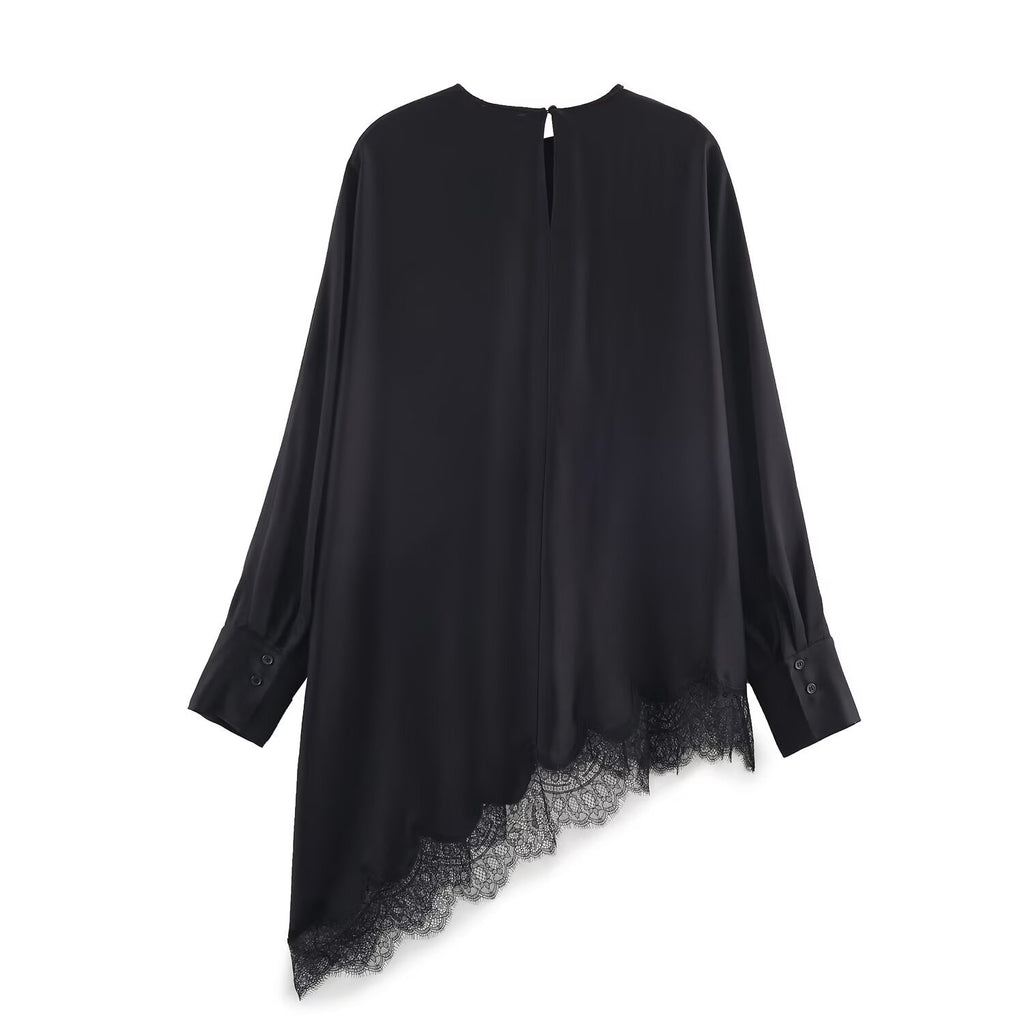 Asymmetric lace shirt women's clothing