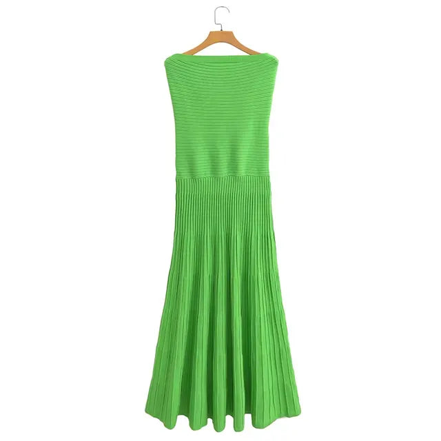 Dresses For Women Fashion Knitted Elastic High Saturation Tight Midi Dress Female Casual Chic And Elegant Woman Dress