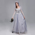 Halloween Costume Ghost Bride Dress Skull Horror Queen Costume Gray Ghost Woman Dress