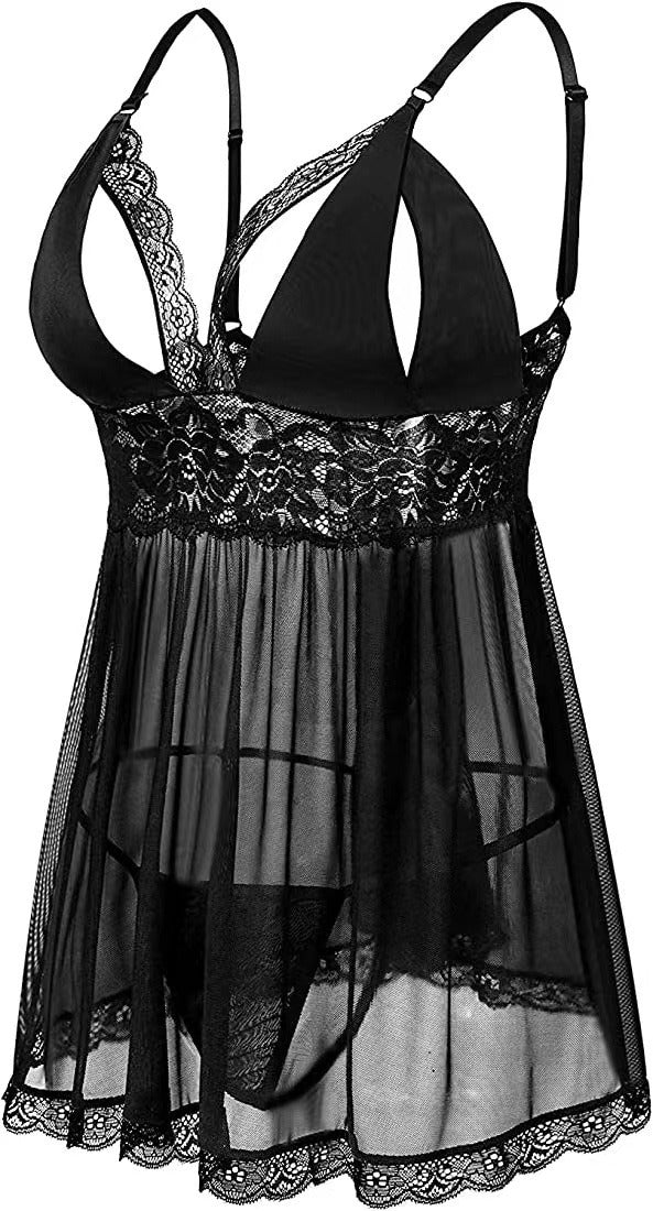 Plus Size Funny Lingerie Sexy Mesh Fat Woman Set Perspective Fat Girl Leopard Pajama Dress