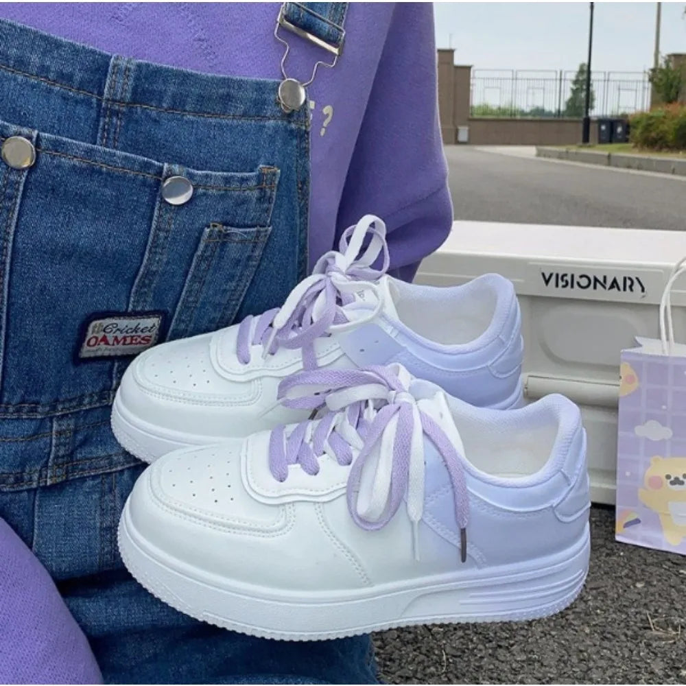 Tennis Sneakers Woman Spring Autumn Sports Board Shoes Fashion Comfort Colorful Casual Academy Style Little White Shoes Female
