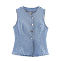 Versatile denim vest for women's clothing