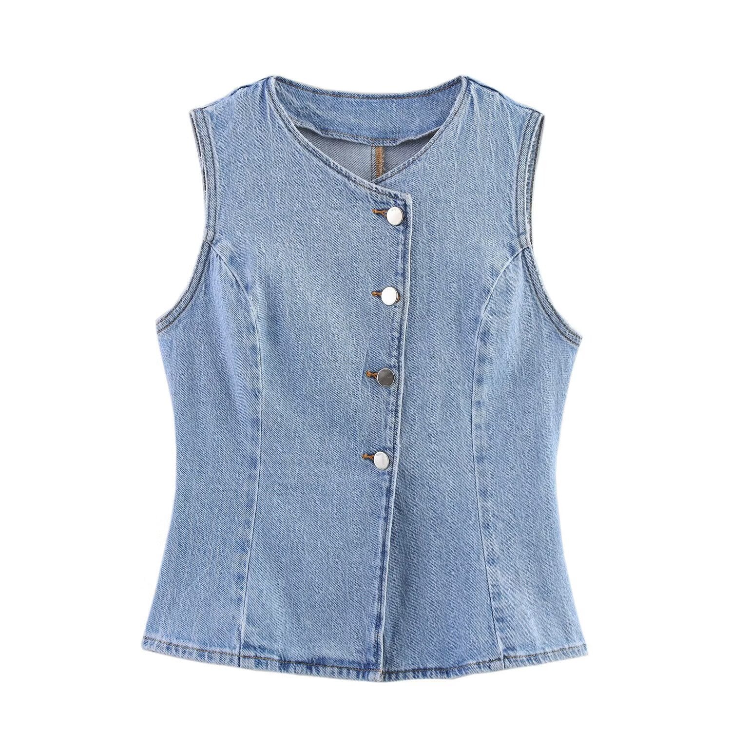 Versatile denim vest for women's clothing