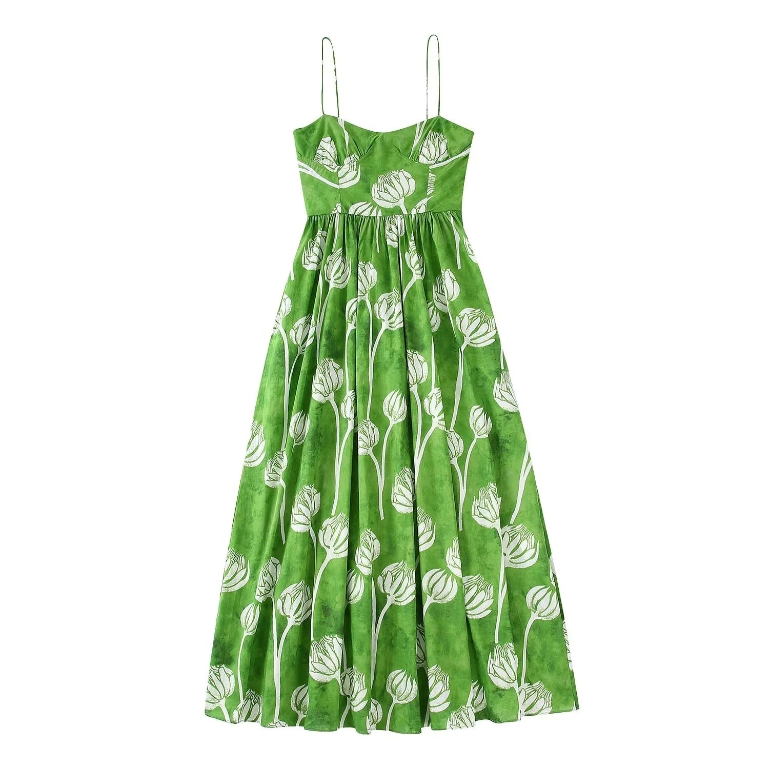 Woman Floral Printed Slip Long Dress Fashion Summer Backless Midi Dress Femel Casual Elegant Dresses