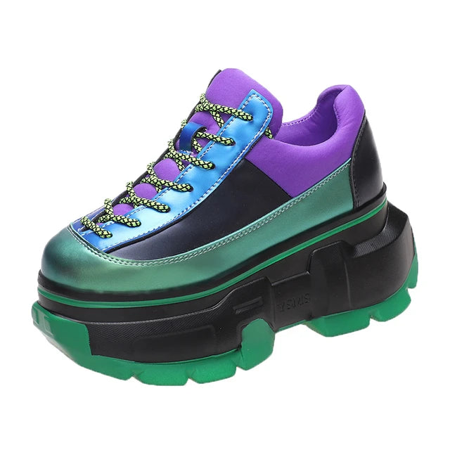 New Woman shoes Multicolor Thick Bottom casual shoes Lace Up chunky sneakers Spring Autumn ladies shoes designer shoes