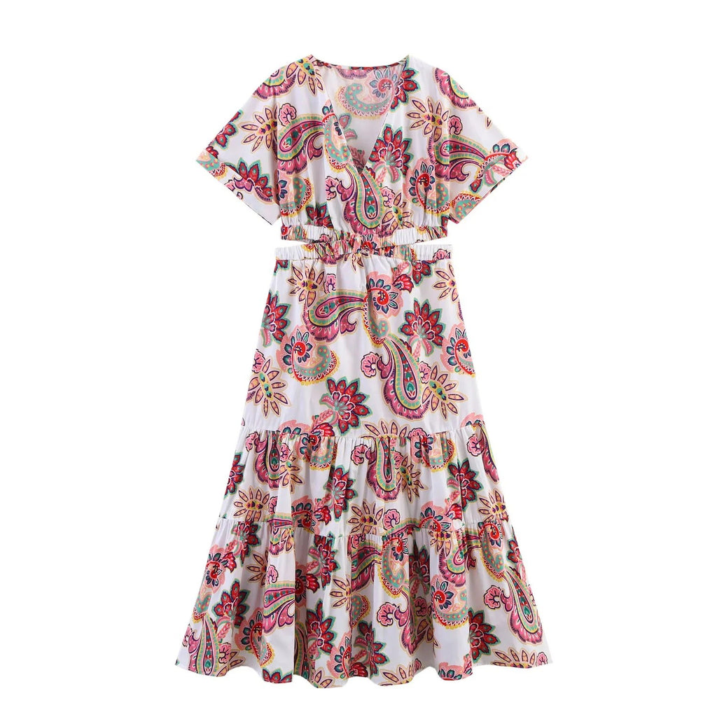 Women's Clothing Slit Printed Dress