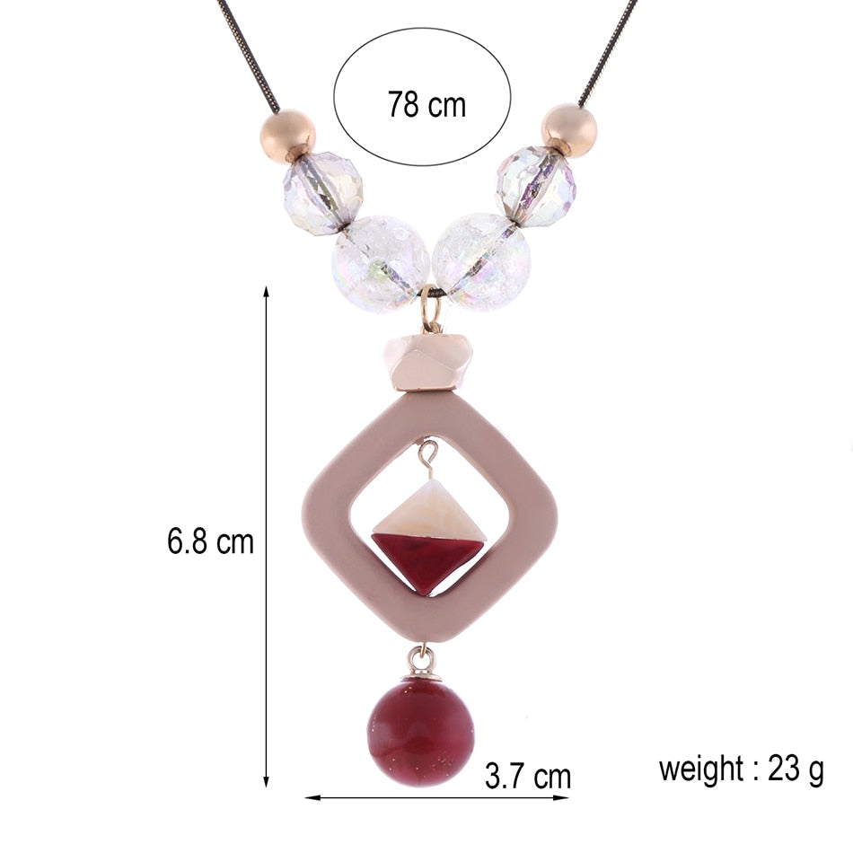 Women's Sweater Long Necklace for Women Acrylic Beads Necklaces & Pendants New Fashion Jewelry for Gifts to a Woman