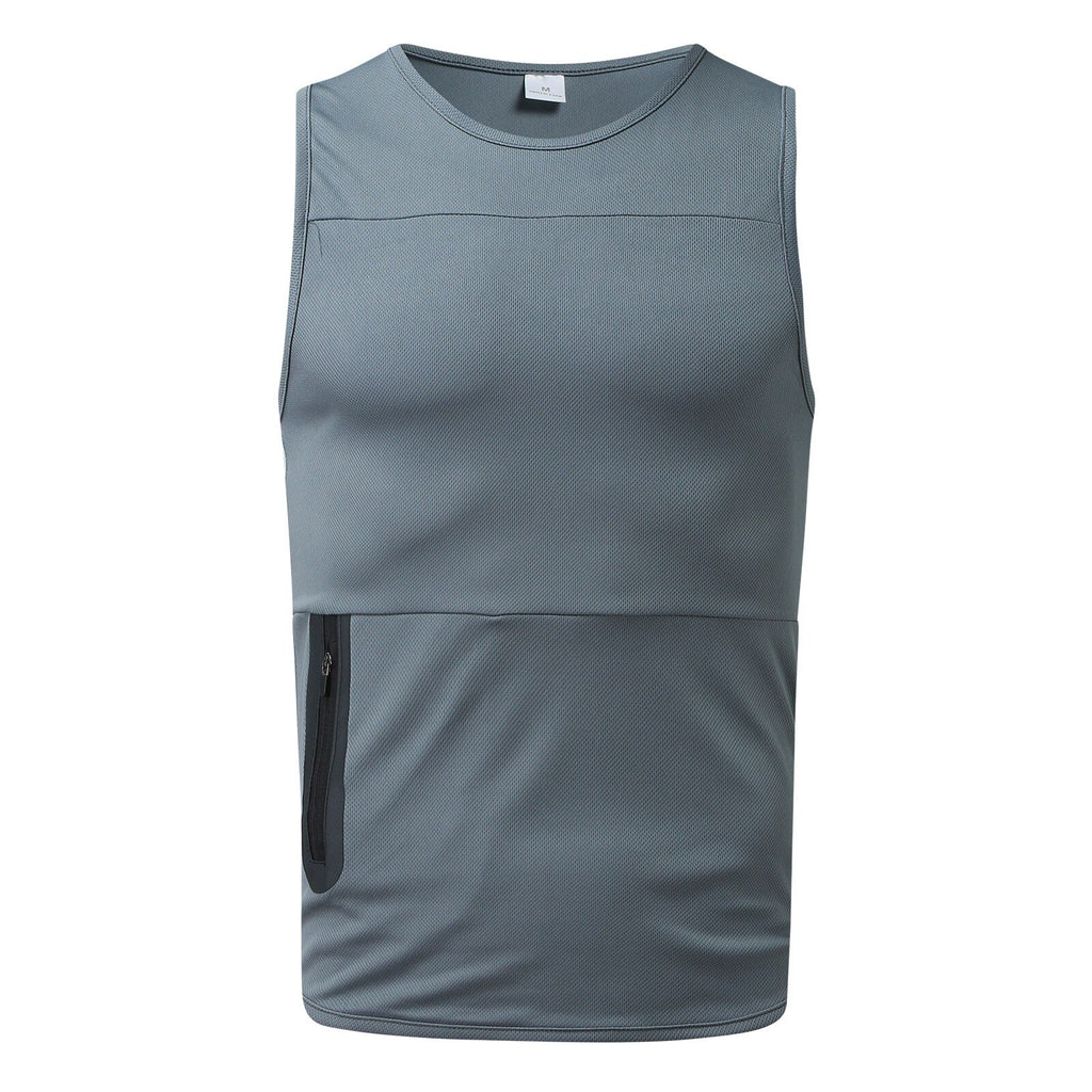 Men Tank Top With zip pocket Soild Vest Summer Sport Sleeveless Shirt Vest Bodybuilding Man Fitness Gym Clothing ropa hombre