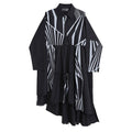 Spring New Plus Size Loose Turn Down Collar Full Abstract Print Irregular A Line Woman Dress