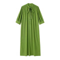 Cotton Hemp Long Dress Woman Soild Loose Summer Dresses With Bow For Women Casual Elegant Dresses