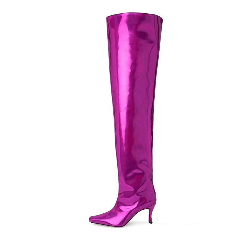 Pointed Toe High Heels Boots Women High Knee Boots Shoes Woman
