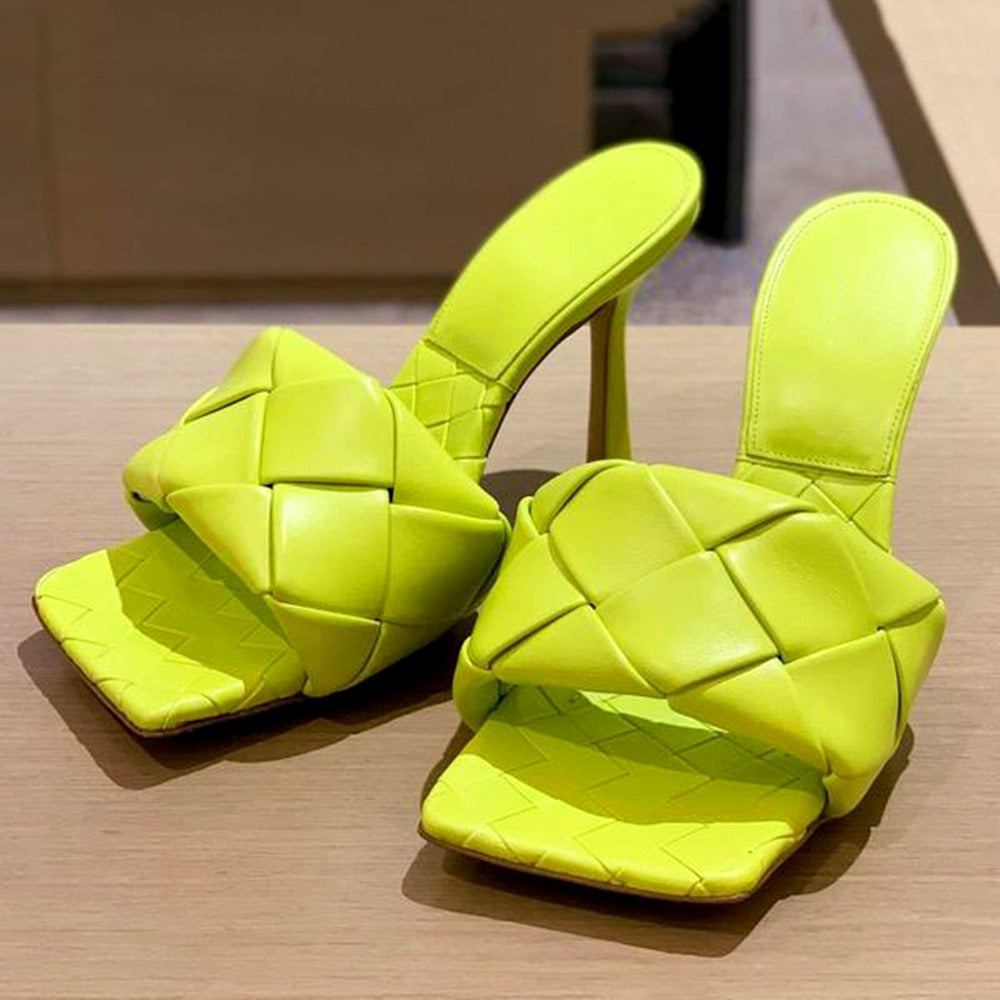 New Woven Slippers Woman Open Toe Comfortable Slip on Cow Tendon Anti Slip Sole Roman Shoes