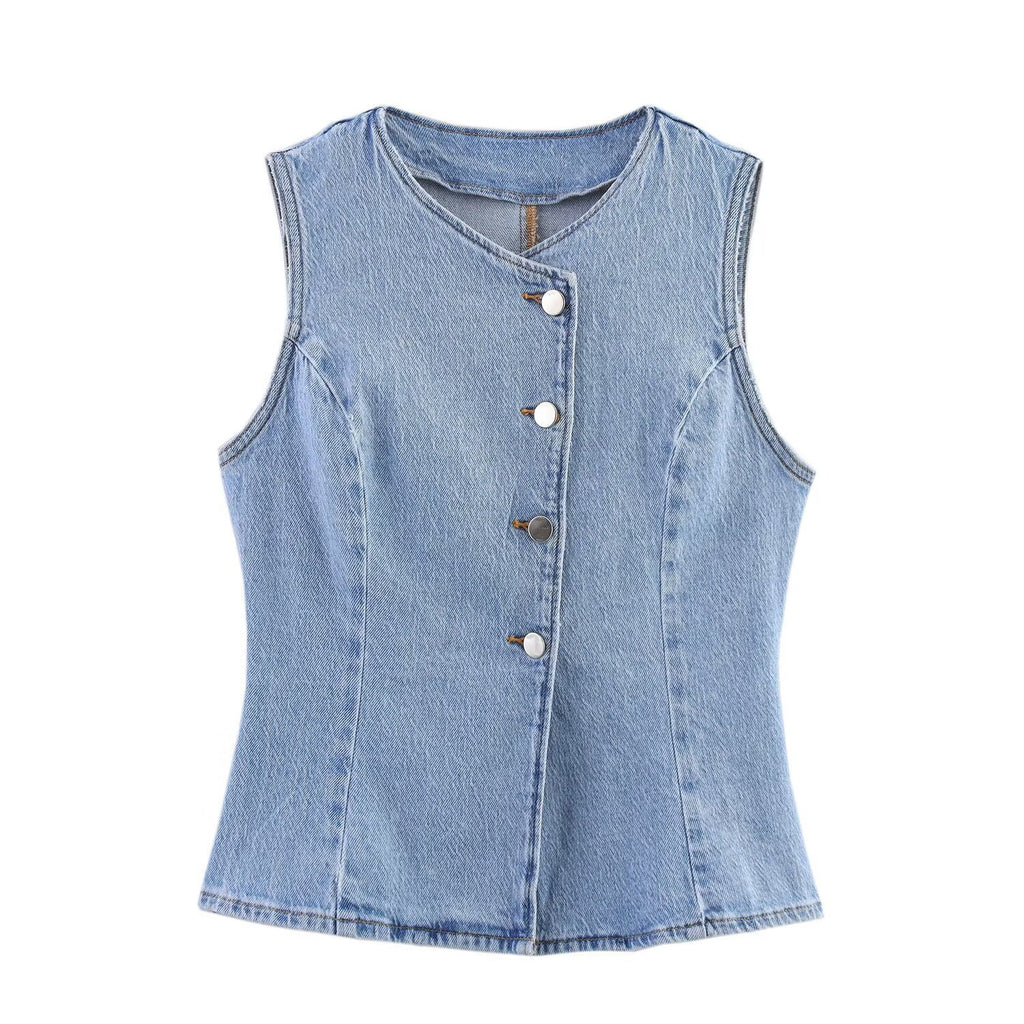 Versatile denim vest for women's clothing