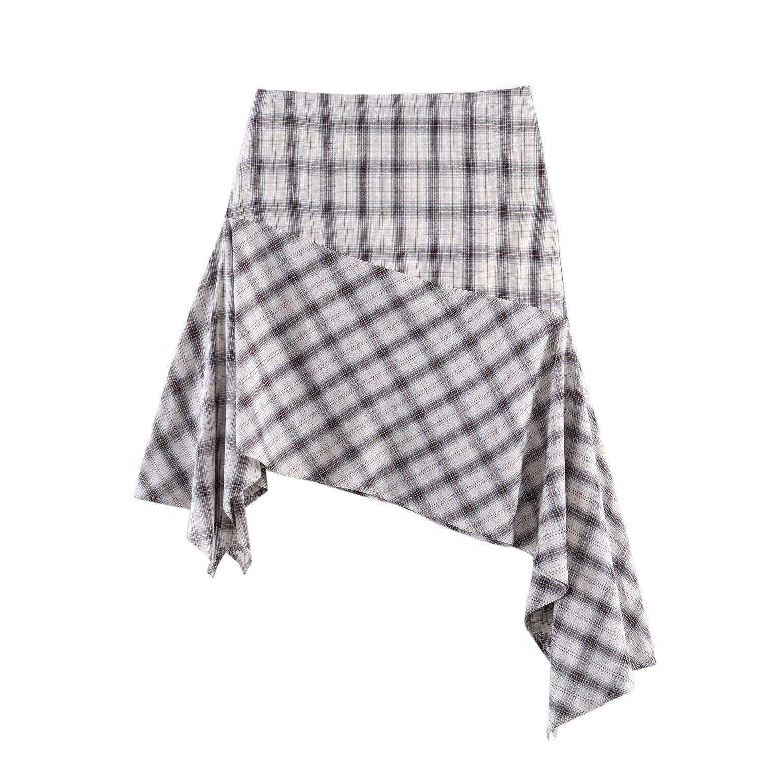 Asymmetric plaid dress for women's clothing