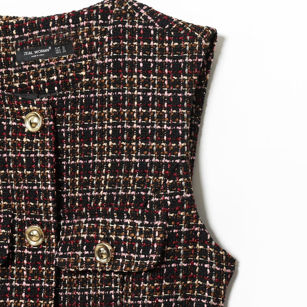 Belt textured vest for women's clothing