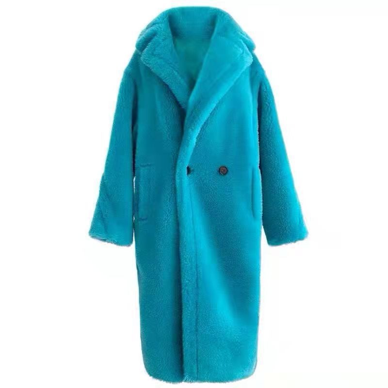 Woman Coat Thick Thick Warm Elegant Long High Street Style Double Breasted Full Sleeve
