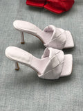New Woven Slippers Woman Open Toe Comfortable Slip on Cow Tendon Anti Slip Sole Roman Shoes